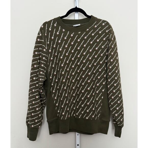 Champion Sweatshirt 90s Reverse Weave Crew Neck All Over Print Men’s Size Large - Picture 1 of 5